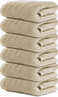Tens Towels Pack of 6 Hand Towels, 100% Cotton, Lighter Weight, Quick to Dry, 16 x 28 Inches, Super Soft & Absorbent, Perfect for Bathroom & Kitchen (Beige)