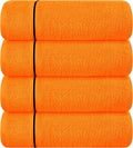 MyOwn Ultra Soft 4 Pack Oversized Bath Towel Set 27x54 inches, 100% Cotton Bath Towels, Highly Absorbant Compact Quickdry & Lightweight Towel, Ideal for Gym Travel Camp Pool - Orange