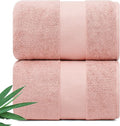 Ultra Soft & Plush Viscose from Bamboo Bath Sheets - 700 GSM Pack of 2 - Extra Large 70x35 in - Super Absorbent & Quick Drying (Blush Pink)