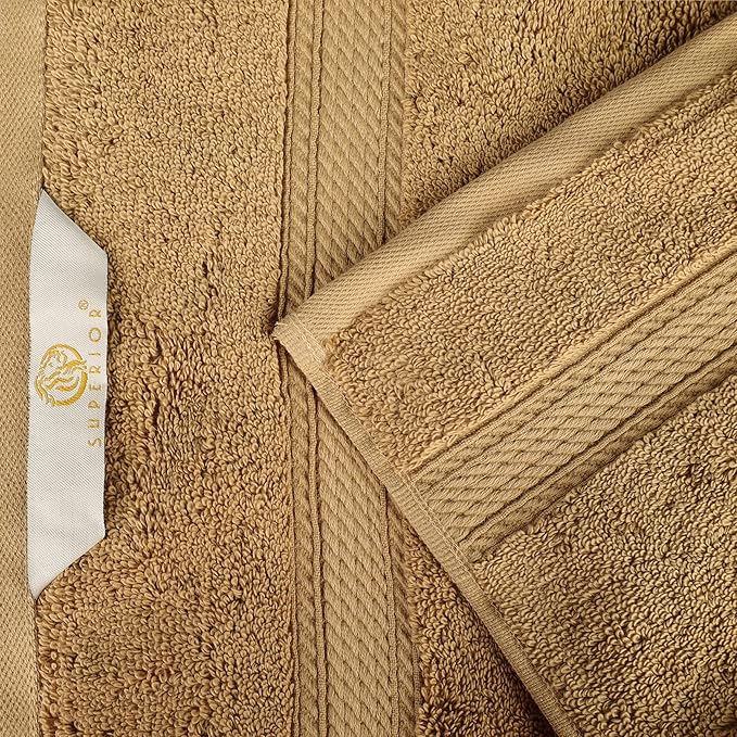 BLUENILEMILLS Madison Egyptian Cotton Towels, Towel Set for Bathroom, Shower, Hotel, Plush, 800 GSM, Highly Absorbent and Ultra-Soft Towels, Bath Essentials, 8 Piece Assorted Towel Set, Toast