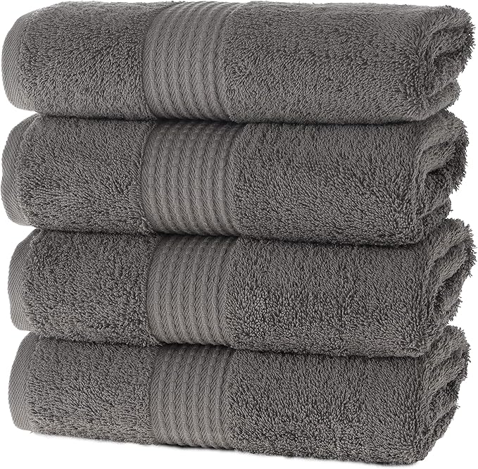 MAURA Basics Hand Towels for Bathroom with Hanging Hook Loops. Soft, Durable, Long Lasting and Absorbent Hand Towel Sets for Bathroom, American Standard Size 16"x28", Space Gray