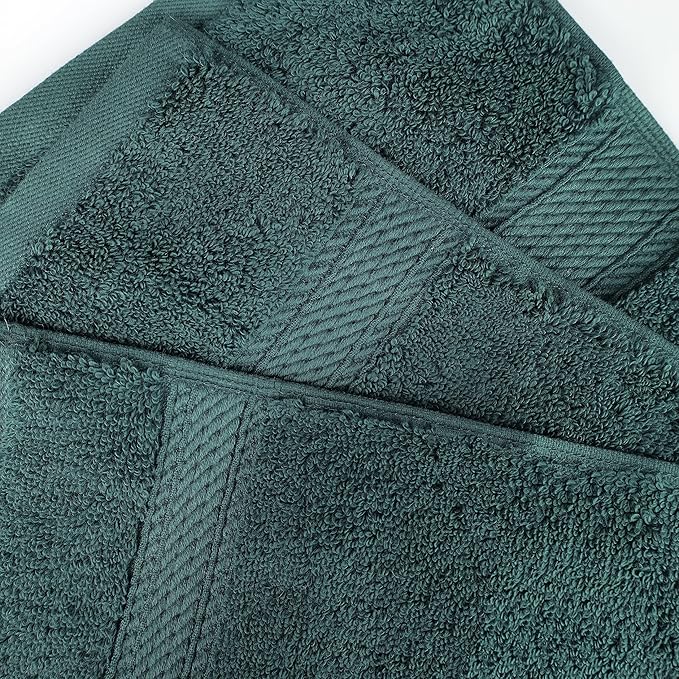 BNM Egyptian Cotton Heavyweight Towels, Ideal For Bathroom, Shower, Spa, Hotel, 800 GSM, Face/ Washcloths, Hand Towels, Bath Towels, Highly-Absorbent, Luxury Home Basics, 9 Piece Towel Set, Teal
