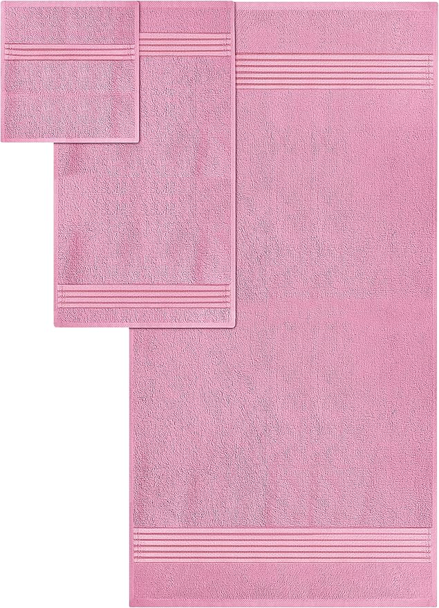 Utopia Towels 8 Piece Premium Towel Set, 2 Bath, 2 Hand, and 4 Washcloths, 100% Ring Spun Cotton, Highly Absorbent Towels for Bathroom, Sports, and Hotel, Pink
