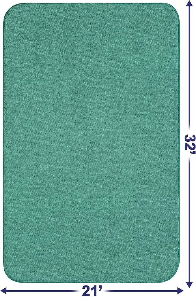 American Soft Linen 21x32 Fluffy Foamed Slip Reducer Bath Rug, Machine Washable Area Bath Mat Rugs for Bathroom, Colonial Blue