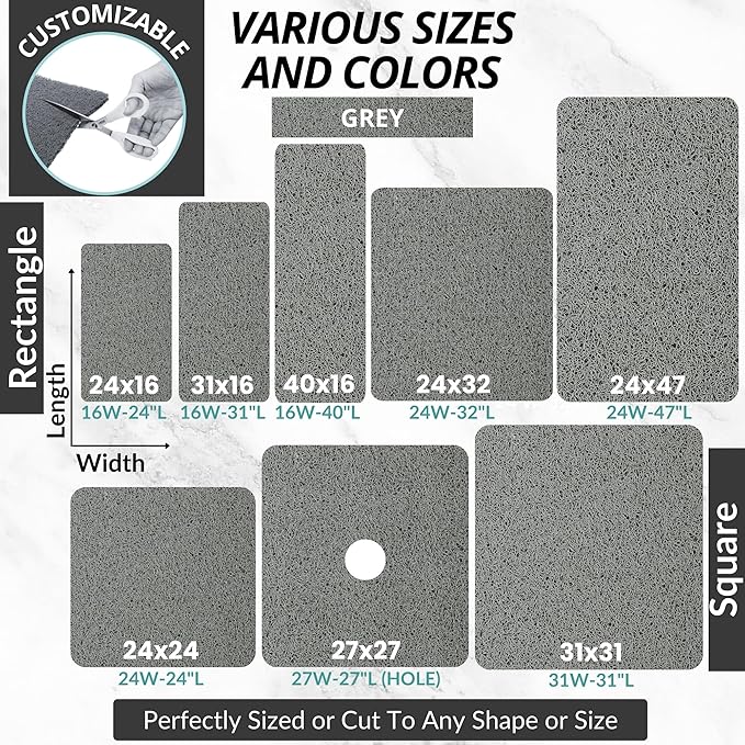 ENKOSI Loofah Non-Slip Shower and Bath Mat - Soft Cushioned Comfort - No Suction Cups for Smooth or Textured Tubs - Fast Draining - Safety for Bathroom, Family, Kids, and Elderly 24x16 (Grey)
