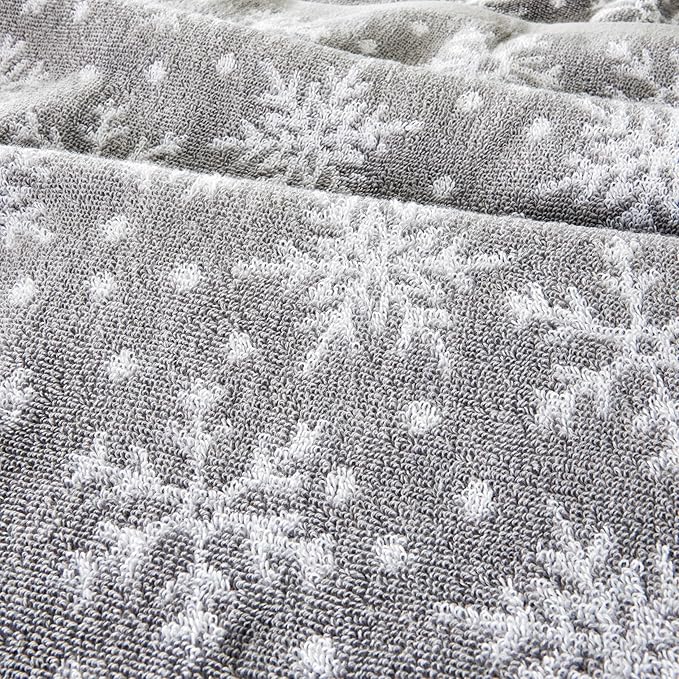 SKL Home Winter/Christmas Scattered Snowflakes Hand Towel 2pc Set for Bath/Kitchen/Bar & Gift, Gray
