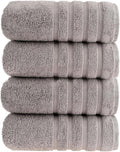 HALLEY Turkish 4 Pack Premium Bath Towels (4 Pieces) 650 GSM Highly Absorbent Super Soft 100% Cotton - 4 Bath Towels (Gray)