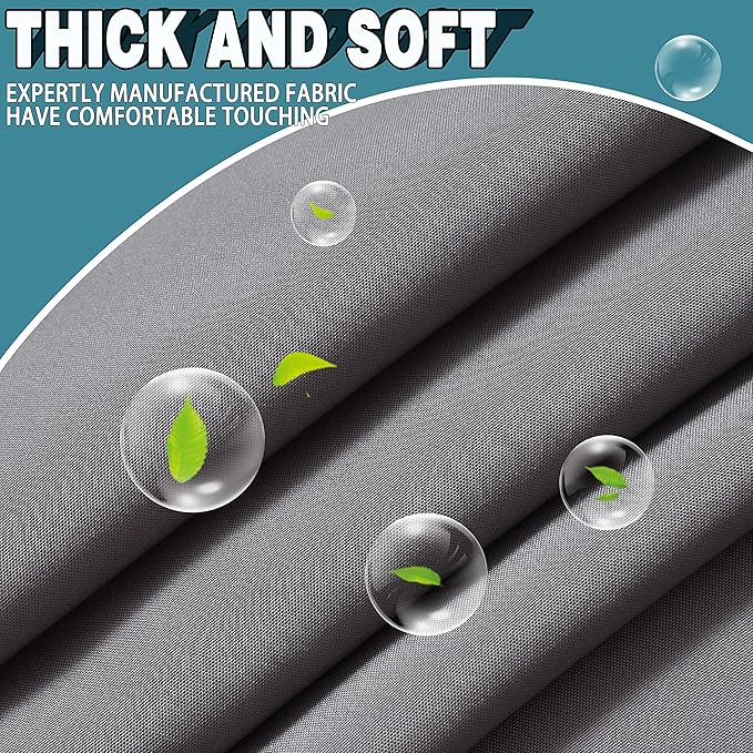 Conbo Mio Extra Long No Hook Shower Curtain with Snap in Liner Set, Hotel Luxury Grey Fabric Shower Curtains for Bathroom with See Through Top Window, Washable, Waterproof 71W x 84H