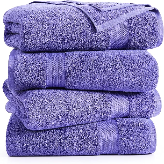 LANE LINEN Bath Towels Set of 4 (28"x54") - 100% Ring Spun Cotton Bathroom Towel Set - Durable, Quick Dry, Soft & Highly Absorbent Large Bath Towels - Holds Well After Multiple Washes - Blue Irish