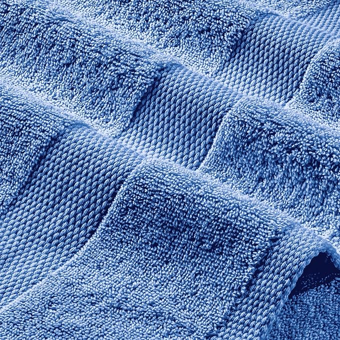 White Classic Light Blue Hand Towels for Bathroom [6 Pack] Cotton Hand Towel Bulk for Gym, Kitchen and Spa, 16x27 Inches Soft Highly Absorbent Quick Dry Terry Salon Towels