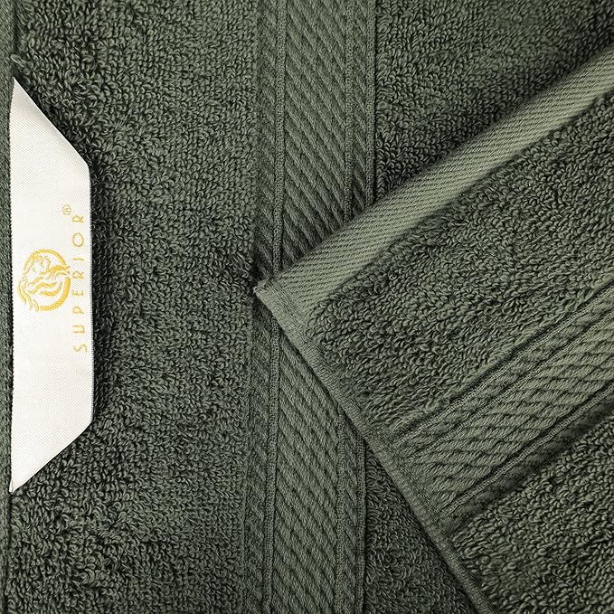 BLUENILEMILLS Madison Egyptian Cotton Towels, Towel Set for Bathroom, Shower, Hotel, Plush, 800 GSM, Highly Absorbent and Ultra-Soft Towels, Bath Essentials, 8 Piece Assorted Towel Set, Forest Green