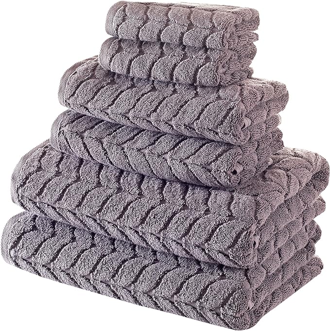 Turkish Cotton Ultra-Soft Plush Absorbent Quick Dry Bathroom Towel Set, Made in Turkey (Gray, 4 Pcs Hand Towel Set)