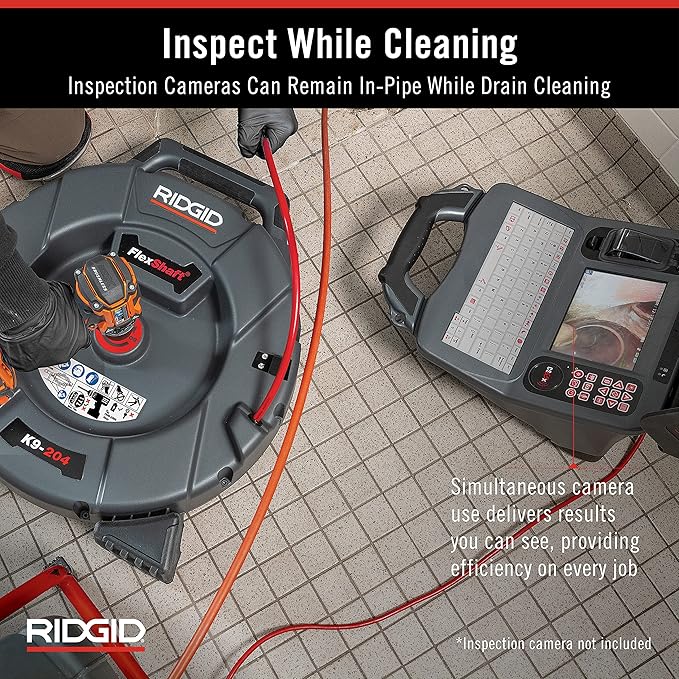 RIDGID 64273 Model K9-204 FlexShaft Drain Cleaning Machine Kit for 2"-4" Pipes