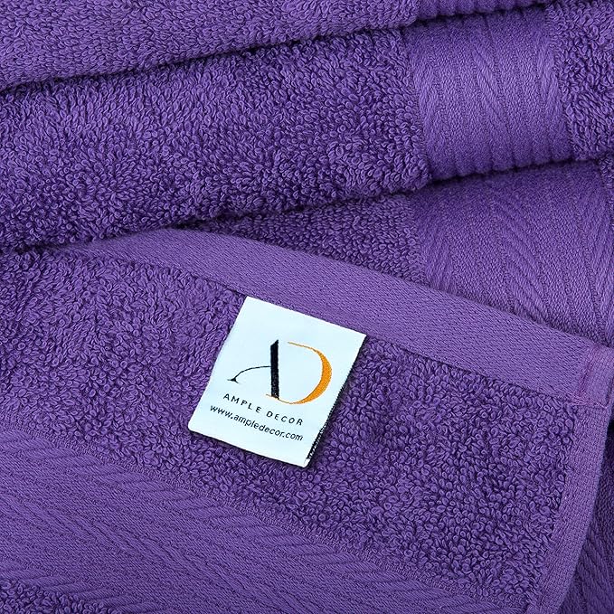 Ample Decor Bath Towel Sets 30 X 54 Inch Soft and Absorbent 100% Cotton 600 GSM Towel - 4pcs Purple