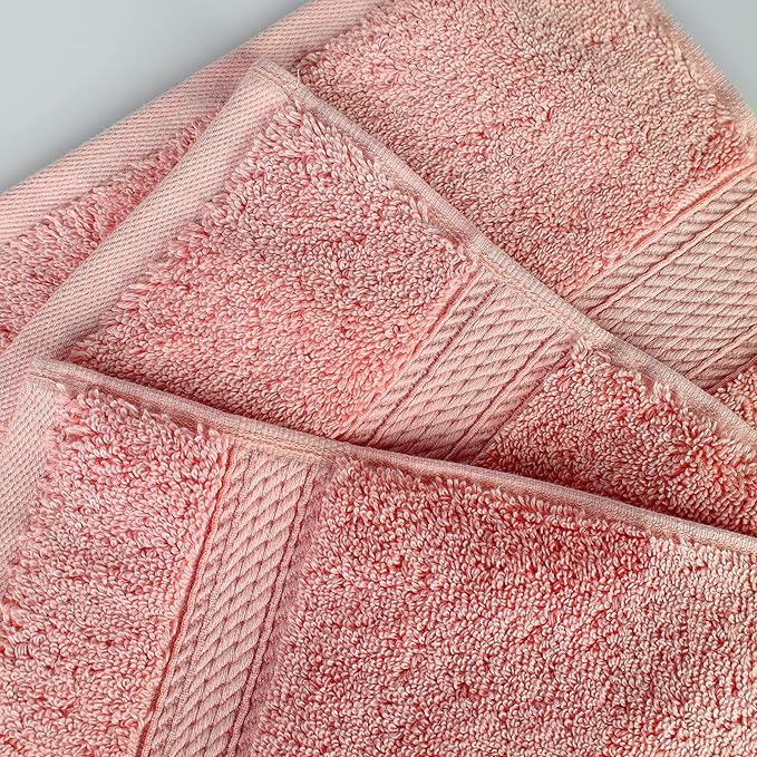 Superior Egyptian Cotton Pile Bath Sheet Set of 2, Ultra Soft Luxury Towels, Thick Plush Essentials, Absorbent Heavyweight, Guest Bath, Hotel, Spa, Home Bathroom, Shower Basics, Tea Rose