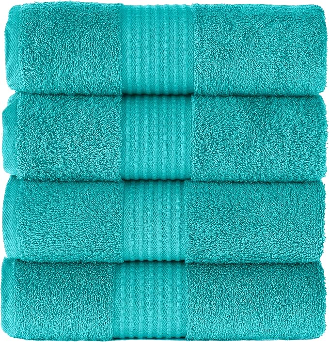 MAURA Basics Hand Towels for Bathroom with Hanging Hook Loops. Soft, Durable, Long Lasting and Absorbent Hand Towel Sets for Bathroom, American Standard Size 16"x28", Turquoise