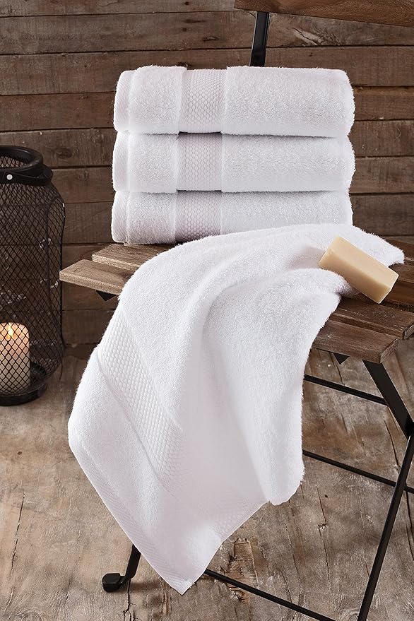BAGNO MILANO Turkish Towels, Ultra Soft, Plush Luxury Turkih Cotton Bath Towels, Quick Dry Towel Set Made in Turkey (White, 2 Pcs Bath Towel Set)