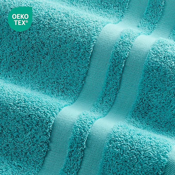Premium 6 Piece Towel Set, 2 Bath Towel, 2 Hand Towels, 2 Washcloths, 100% Turkish Cotton Soft Absorbent Towels (Turquoise, 6 Piece Towel Set)