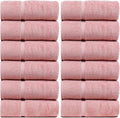 Luxury Hotel & Spa Quality, 100% Turkish Cotton 700 GSM Cloth, Towel, for Body wash, Makeup & Facial Cleaning, Baby, face, loofah, Dobby Border Soft washcloths Towel Set 13" X 13", Pink, Set of 12