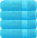 GLAMBURG Premium Cotton 4 Pack Bath Towel Set - 100% Pure Cotton - 4 Bath Towels 27x54 - Ideal for Everyday use - Ultra Soft & Highly Absorbent - Turquoise Blue