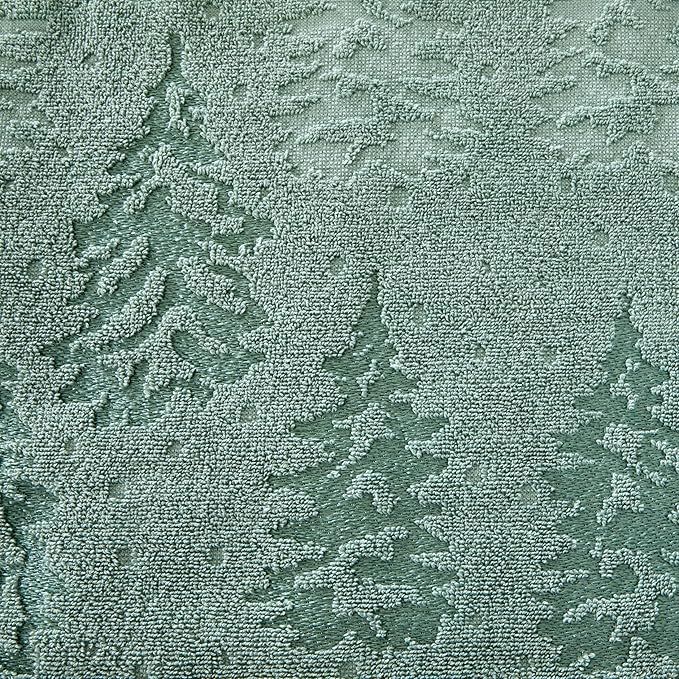 SKL Home Fall/Christmas/Winter Wispy Trees Premium Cotton Blend Bath Towel, 500 GSM, Soft & Absorbent Jacquard, Sage