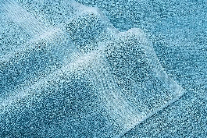 American Veteran Towel, 6 Piece Towel Set for Bathroom, 100% Cotton Turkish Bathroom Towels, 2 Bath Towels 2 Hand Towels 2 Washcloths, Sky Blue
