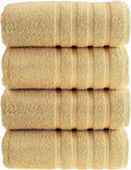 HALLEY Turkish 4 Pack Premium Bath Towels (4 Pieces) 650 GSM Highly Absorbent Super Soft 100% Cotton - 4 Bath Towels (Yellow)