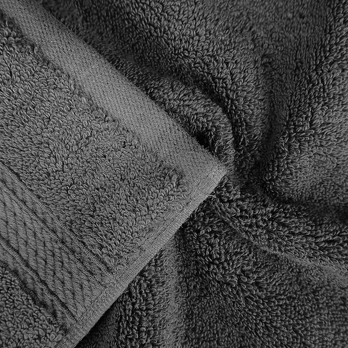 BNM Egyptian Cotton Heavyweight Towels, Ideal For Bathroom, Shower, Spa, 800 GSM Bath Towels, Highly-Absorbent, Luxury Bathroom Essentials, Ultra-Soft Plush Home Basics, Bath Towel Set of 4, Charcoal