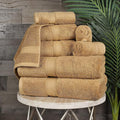 BLUENILEMILLS Madison Egyptian Cotton Towels, Towel Set for Bathroom, Shower, Hotel, Plush, 800 GSM, Highly Absorbent and Ultra-Soft Towels, Bath Essentials, 8 Piece Assorted Towel Set, Toast