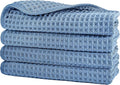 POLYTE 430 GSM Microfiber Lint Free Washcloth Face Towel, 13 x 13 in, 4 Pack (Waffle Weave)