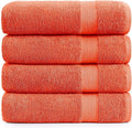 LANE LINEN 100% Cotton 4 Pack Bath Sheets Set (35"x66") - Ring Spun, Ultra Soft & Highly Absorbent Extra Large Towels - Multipurpose Premium Hotel Quality Bathroom Towel - Tiger Lily