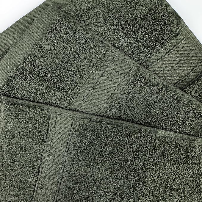 BNM Egyptian Cotton Heavyweight Towels, Ideal For Bathroom, Shower, Spa, 800 GSM Bath Towels, Highly-Absorbent, Luxury Bathroom Essentials, Soft Plush Home Basics, Bath Towel Set of 4, Forest Green