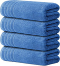 Avalon Towels Bath Towels Set of 4, Size 30 x 60 Inches, Highly Soft and Absorbent, Quick Drying, Lightweight, Perfect for Daily Use (Blue)
