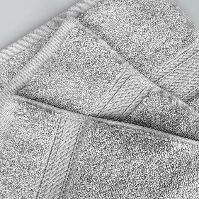 BNM Egyptian Cotton Heavyweight Towels, Ideal For Bathroom, Shower, Spa, 800 GSM Bath Towels, Highly-Absorbent, Luxury Bathroom Essentials, Ultra-Soft Plush Home Basics, Bath Towel Set of 4, Silver