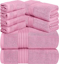Utopia Towels 8 Piece Premium Towel Set, 2 Bath, 2 Hand, and 4 Washcloths, 100% Ring Spun Cotton, Highly Absorbent Towels for Bathroom, Sports, and Hotel, Pink