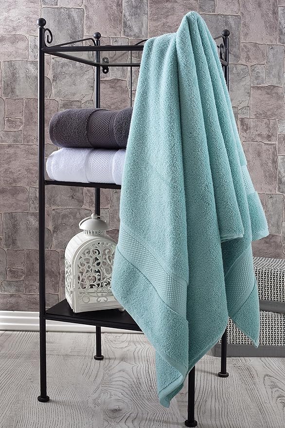 BAGNO MILANO Turkish Towels, Ultra Soft, Plush Luxury Turkih Cotton Bath Towels, Quick Dry Towel Set Made in Turkey (Mint Green, 2 Pcs Bath Towel Set)