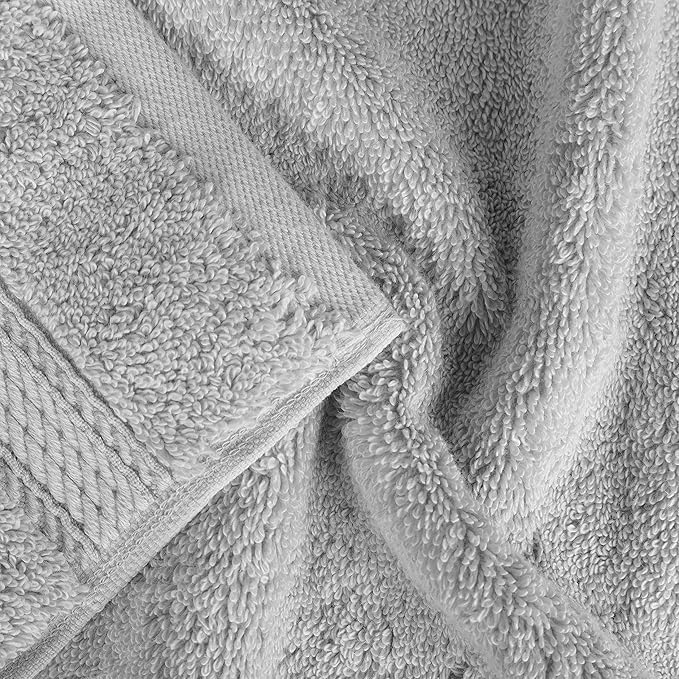 BNM Egyptian Cotton Heavyweight Towels, Ideal For Bathroom, Shower, Spa, Hotel, 800 GSM, Face/ Washcloths, Hand Towels, Bath Towels, Highly-Absorbent, Luxury Home Basics, 9 Piece Towel Set, Silver