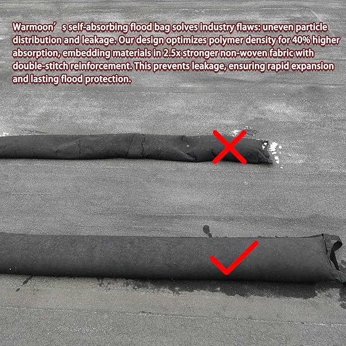 Self-Absorbing Reusable Flood Bags with Handles - Evenly Distributed Absorbents, Multiple Lengths - Home/Garage/Commercial Protection (7ft (Pack of 5) - with Handles)