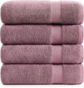 LANE LINEN 100% Ring Spun Cotton Bath Sheets (35"x66") - 4 Pcs - Highly Absorbent, Soft & Low Lint - Extra Large Towel Sets - Oversized Daiiy Use Bathroom Towels Ideal for Adults, Spa - Wistful Mauve