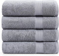 LANE LINEN 100% Ring Spun Cotton Towels for Bathroom Set of 4 (28"x54") - Large Turkish Bath Towel Sets - Durable, Quick Dry, Soft & Highly Absorbent Towels Set - Fade Resistant - Space Grey